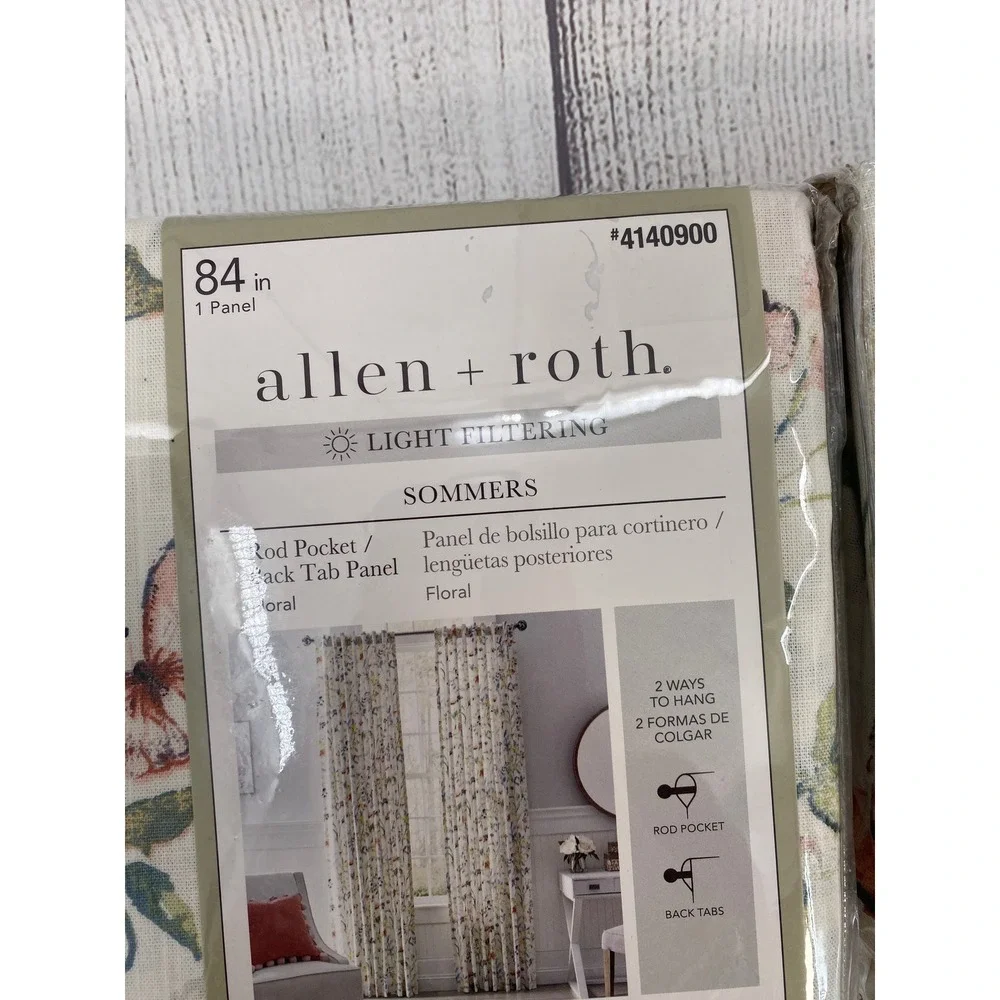 Allen + Roth Sommers Floral Curtain Panels 50x84 (Set of 2) Cream Cotton Linen